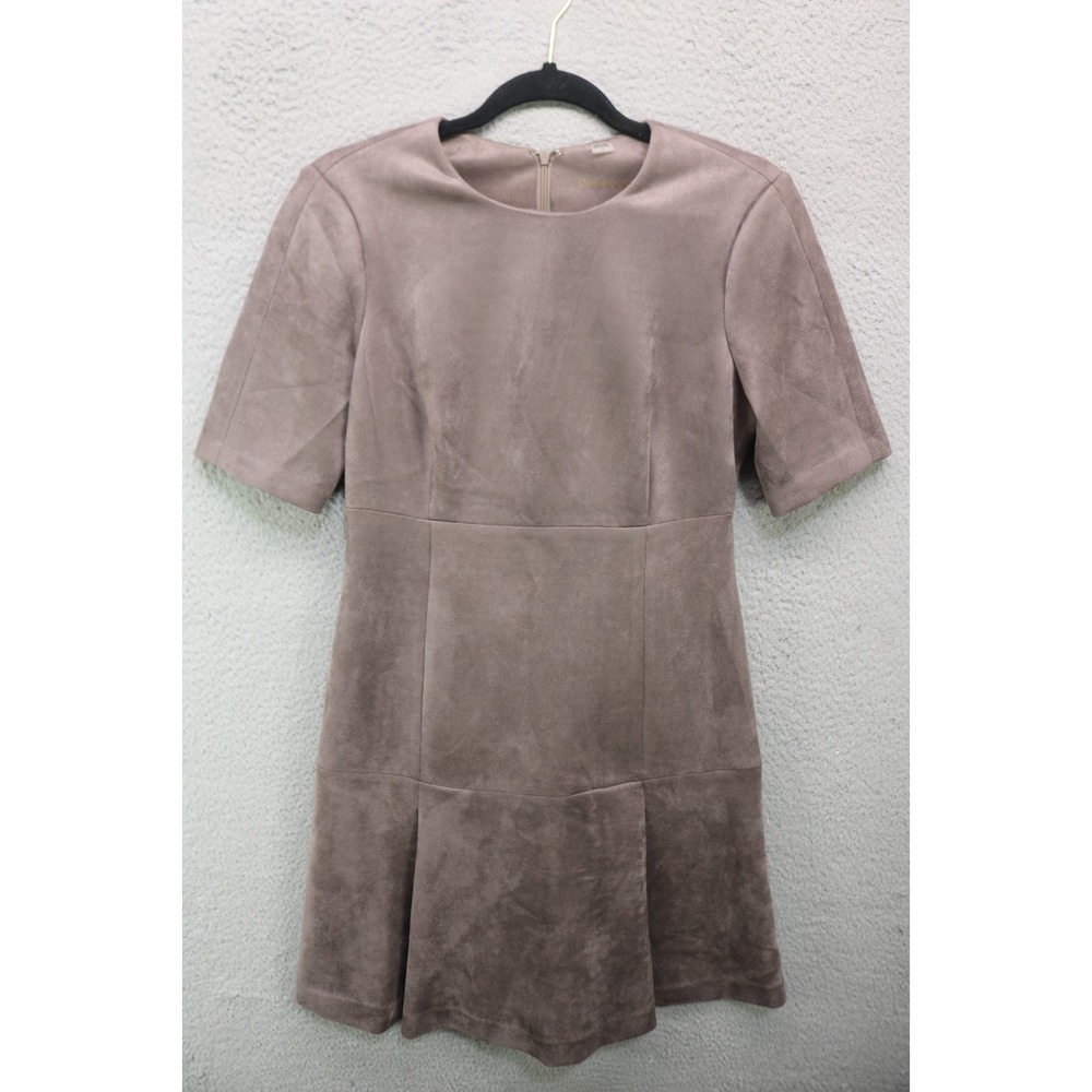Calvin Klein Brown Faux Suede Short Sleeve Dress-Size 4-Soft-Minimalist